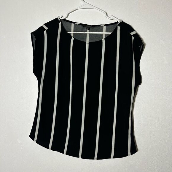 Banana Republic Vertical Stripe Blouse | Black & White | Size Small - Picture 1 of 4